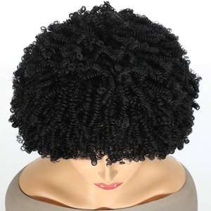 <span class=keywords><strong>Perruque</strong></span> Courte Synthétique Afro Frisée Kinky avec Frange, <span class=keywords><strong>Perruque</strong></span> Ondulée Bouclée Noire, Perruques Afro Bouclées et Volumineuses pour Femmes - Product Image 2