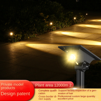 Projecteur solaire rond noir, lumière LED de jardin étanche IP65, 6000K Ra80 à intensité variable, 180° °   Faisceau large pour l'aménagement paysager extérieur des arbres