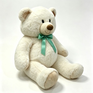 Customized Cream White Teddy Bear <b>Plush</b> <b>Large</b> Soft Stuffed Toy with Green Ribbon PP Cotton Filled 12cm Birthday Gift Unisex - Product Image 5