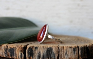 Bague en cornaline en argent sterling 925 faite à la main poire pierre précieuse réglage incrustation classique anniversaire de mariage cadeau de saint valentin - Product Image 6