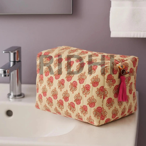 Wholesale <b>Blush</b> Bloom Cream Cotton Quilted Zipper Vintage Lightweight Durable Portable Tote <b>Bag</b> Eco-Friendly Travel Reusable - Product Image 6