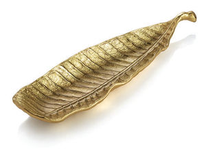 Gold Leaf Design <b>Glass</b> Serving Tray - Elegant Oval Platter for Luxury Dining and Events Available in Bulk - Product Image 5