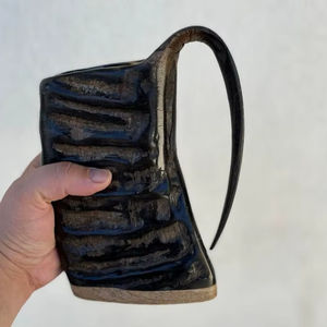 Authentique Trompette de Combat Viking en Corne de Bœuf Polie, Forme Naturelle, Artisanat, Catégorie Agate, Souvenir de Noël Décoratif - Product Image 1