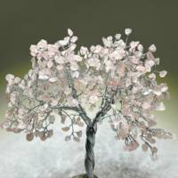 Escultura Artesanal Ecológica de Árbol de la Vida con Alambre Indio y Cristal de Cuarzo Rosa, Decoración Religiosa Feng Shui para el Hogar
