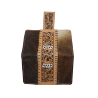 Dompet Wanita Kulit Sapi Argentina Gaya Barat, Motif Bunga, Panjang, Dengan Ritsleting, Tahan Lama, Kapasitas Besar, Dapat Dilipat, Lembut