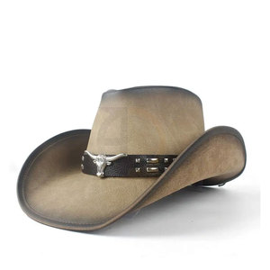 Sombrero de cuero de vaquero unisex de calidad superior hecho en Pakistán con etiqueta privada para hombre - Product Image 2
