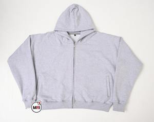 Fait sur mesure 100% coton uni unisexe lourd poids personnalisé sweat à capuche zippé pull surdimensionné blanc sweat à capuche lourd - Product Image 2