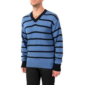 Men's Striped V-Neck 100%Cotton Wool Pullover Sweater Knit <b>Cardigan</b> Solid Two Color Top Quality Winter Wear Breathable Sweaters - Product Image 4