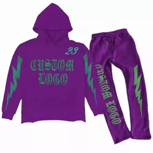 Sweat à capuche en molleton de sport imprimé bouffant 3D unisexe et ensemble de pantalons en coton Active Bottoms Wholesale - Product Image 2