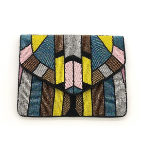 Bolso de mano con bordado Multicolor hecho a mano con cuentas para mujer, bolso de mano de fiesta Multicolor con cuentas de semillas de estilo indio de glowin fashion - Product Image 3