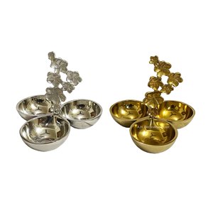3 Section Bowls Nuts Serving Dish in Gold Color <b>Wedding</b> Centerpiece Tableware Bowls <b>Chocolate</b> Tray Compartment Bowls - Product Image 2