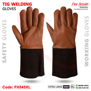Gants en cuir de chèvre pour le travail industriel pour hommes, très résistants, non doublés, avec pouce à l'aile, bruns, vente à chaud, luvas de soldagem tig - Product Image 5