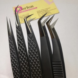 Kit de pince à épiler d'extension de cils noir mat professionnel Logo personnalisé ensemble de pinces à cils pointes plasma pince à épiler à pointe de fibre - Product Image 4