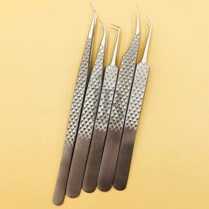 Silver <b>Eyelash</b> <b>Extension</b> Tweezers Top Sale <b>Eyelash</b> Tweezers Stainless Steel Logo Offer <b>Mink</b> Flat Lash Sustainable packing - Product Image 3