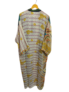 Peignoir d'été en soie Sari Kimono Vintage Sari Robe Soft Beach Party Gown Indian Handmade Silk Kimono - Product Image 2