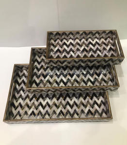 Bandeja de MDF esmaltada decorativa de madera Café Té Bambú Bandeja de madera para desayuno Bandeja de madera para servir con asas - Product Image 6