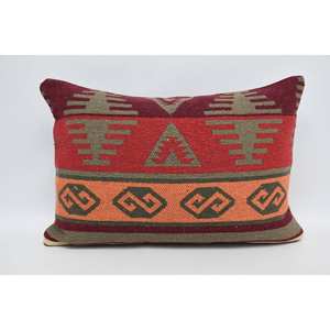 Almohada de refuerzo de lana naranja de estilo étnico, cojín de lujo lavable extraíble antideslizante ecológico de 16x24 pulgadas, hoja Floral Vintage - Product Image 5