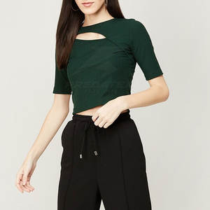 เสื้อครอปเอวลอยสำหรับผู้หญิงเสื้อครอปสีแบบปรับแต่งได้ - Product Image 5