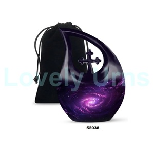 Urna para adultos de cremación de galaxia con lágrima de aluminio más vendida para cenizas humanas, urna funeraria cruzada decorativa con bolsa de terciopelo gratis - Product Image 2