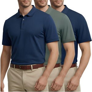 Polo à manches courtes pour homme, couleur unie, respirant, en coton tricoté, vêtement décontracté, coupe classique - Product Image 1