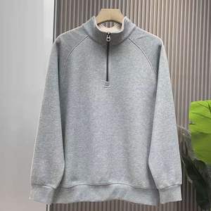 Automne hiver goutte épaule lourd épais quater demi fermeture éclair sweat à capuche décontracté pour hommes couleur unie décontracté col montant sweats à capuche - Product Image 3