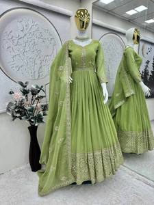 Robe Anarkali en fausse georgette écologique de haute qualité pour femmes Design traditionnel indien pakistanais touche moderne naturelle - Product Image 3