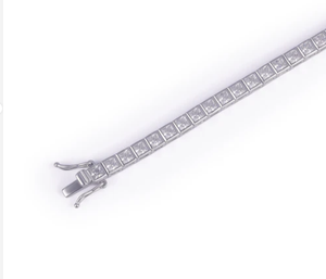 Pulsera de Cadena con Moissanita, Plata de Ley 925, Corte Esmeralda, Pulsera de Diamantes VVS1, Moissanita que Pasa el Probador de Diamantes, Regalo de Joyería - Product Image 4