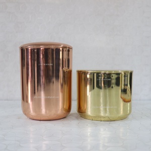 Récipient de bougie en cuivre fait main avec couvercle décoration de la maison porte-cire votif en métal pour la fabrication de bougies - Product Image 4