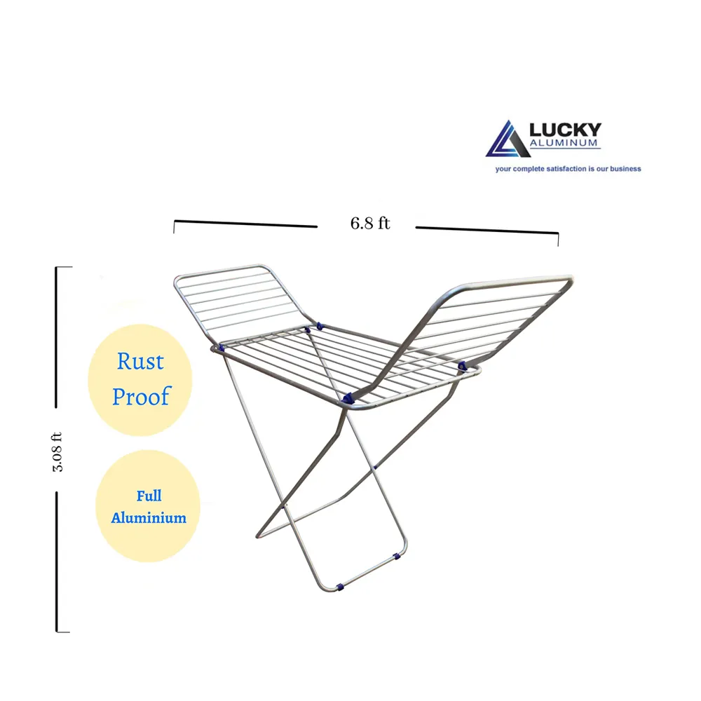 Sorte alumínio Rust Proof Folding pano secador Stand 6,3 pés Comprimento-Weather Resistant Long Lasting Light Weight