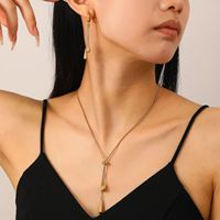 Ensemble de bijoux de mariage et de fiançailles de haute qualité, simple et grand, plaqué or 18 carats, en acier inoxydable, collier et boucles d'oreilles pour femmes