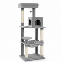 Arbre à chat rond classique, tour à chat moderne avec poteaux en sisal et panneaux de particules, design écologique pour chats d'intérieur