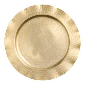 Platos inferiores de metal pulido con bordes detallados perfectos para comidas festivas tradicionales o mesas de boda elegantes - Product Image 1