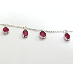 Pulsera de Plata de Ley 925 delicada con múltiples piedras preciosas hecha a mano, joyería de boda con rubí facetado - Product Image 4