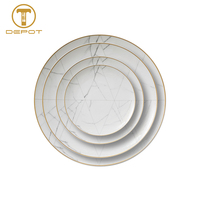 Großhandel Luxuriöser Marmor & Gold Design Premium Material & Lebensmittelsicherer Chinesischer Knochenporzellanteller, Langlebig & Leicht zu Reinigen, Restaurant