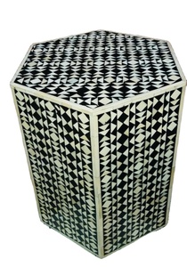 Tabouret cylindrique en MDF incrusté d'os en gros incrusté d'os tabouret de salon moderne de bonne qualité pour chambre à coucher - Product Image 5