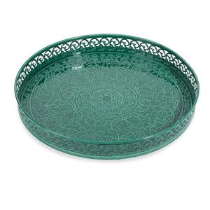 Décoration de table à dîner plateaux salver de service plateau de serveur de nourriture de qualité supérieure plateau en métal de forme arrondie - Product Image 6