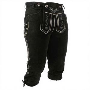 Lederhosen bavaroises pour hommes, en cuir de vache véritable allemand, longues (kniebund Lederhosen) - Product Image 1