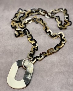 สร้อยคอเขาควายวินเทจสร้อยคอสีฮอร์นธรรมชาติสำหรับผู้หญิงของขวัญสำหรับครอบครัวขายส่ง - Product Image 1