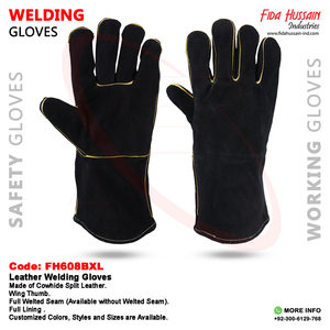 Vache fendue industrielle robuste soudure résistant à la chaleur sécurité protection chauffante gants de travail gants en cuir du Pakistan - Product Image 6