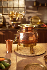 Refroidisseur d'eau en cuivre Matka quantité en vrac polie traditionnelle moderne pour la maison ustensiles de cuisine bureau fête Restaurant Ayurveda santé - Product Image 4