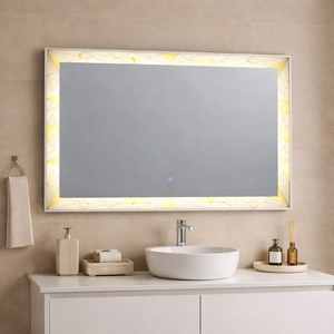Miroir LED 90x70 avec inserts satinés et éclairage LED coloré - Product Image 2