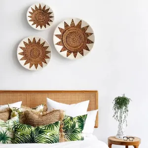 New straw woven plates seagrass wall hangings plates decorations wicker items handmade handicrafts products for home boho arts