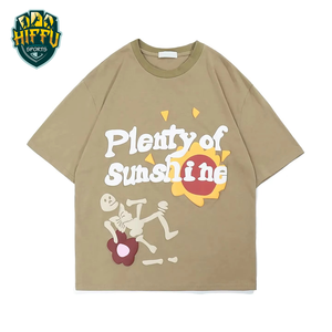 เสื้อยืดคอกลมสำหรับผู้ชายขนาดใหญ่พิมพ์ลายพัฟผ้าฝ้ายน้ำหนักมากออกแบบได้ตามต้องการ - Product Image 1