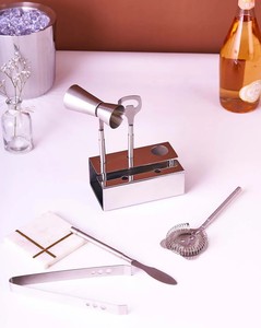 Ensemble d'outils de bar en acier inoxydable de qualité supérieure avec support compact, outils professionnels de mélange de cocktails pour bar à domicile et cadeaux - Product Image 4