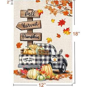 Paquete de 2 Banderas de Jardín Otoñales de 12 x 18 Pulgadas, Doble Cara, con Diseño de Calabaza, Decoraciones de Bienvenida para el Hogar, Porche y Exteriores - Product Image 3