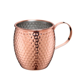 Metal Premium Quality Wholesale 550ml Hammered Moscow Mule Mug 100% Pure Copper with Handle for Serveware Drinkware - Product Image 1