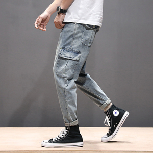 <b>Slim</b> Fit Straight Leg cargo pockets Denim <b>Jeans</b> Men's Pants Fit <b>Slim</b> Skinny Solid Color Zipper Pockets Men Fashion Casual <b>Jeans</b> - Product Image 4