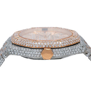 Montre en cristal de quartz pavé de moissanite glacée avec cadran en verre - Product Image 3
