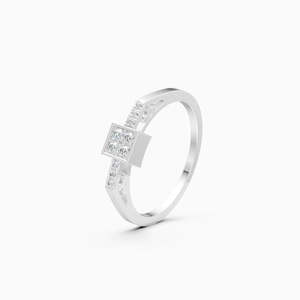 Minimalist <b>Box</b> <b>Frame</b> Lab Grown Diamond Geometric Eco Friendly Daily Wear Ring 0.15 Ct In 9K Yellow White And Rose Gold - Product Image 1