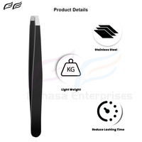 Meilleures pinces à sourcils Bahasa Pro noires à pointe inclinée en acier inoxydable pour l'extension des cils de beauté avec marque privée, vente en gros